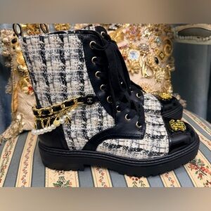 Chic Tweed and Black Women's Boots